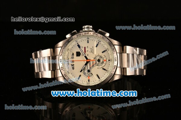 Tag Heuer Grand Carrera Calibre 36 Chrono Miyota Quartz Full Steel with White Dial and Silver Markers - Click Image to Close